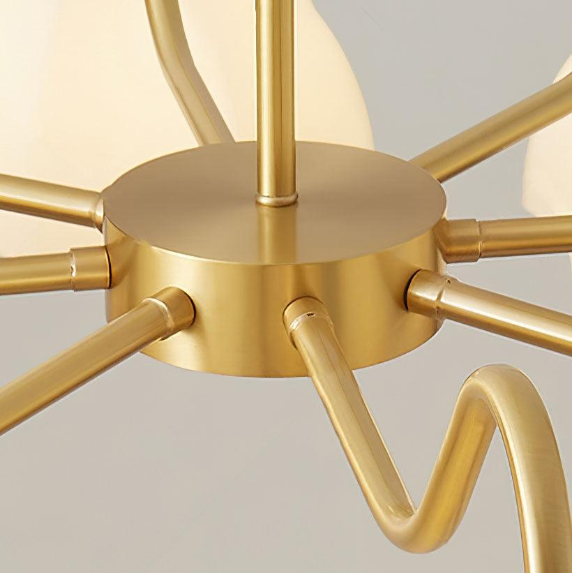 Lustra Chandelier Octagonal Glass Bowl Copper French - Letslighting