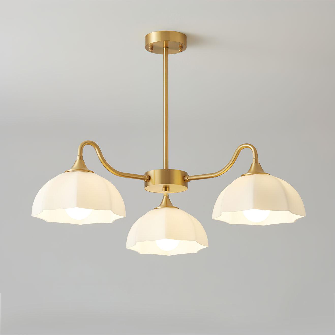 Lustra Chandelier Octagonal Glass Bowl Copper French - Letslighting