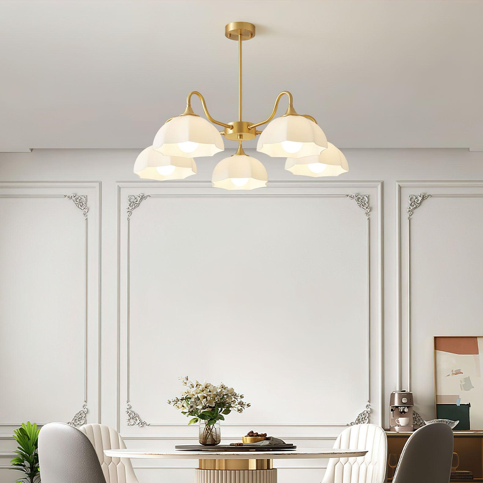 Lustra Chandelier Octagonal Glass Bowl Copper French - Letslighting