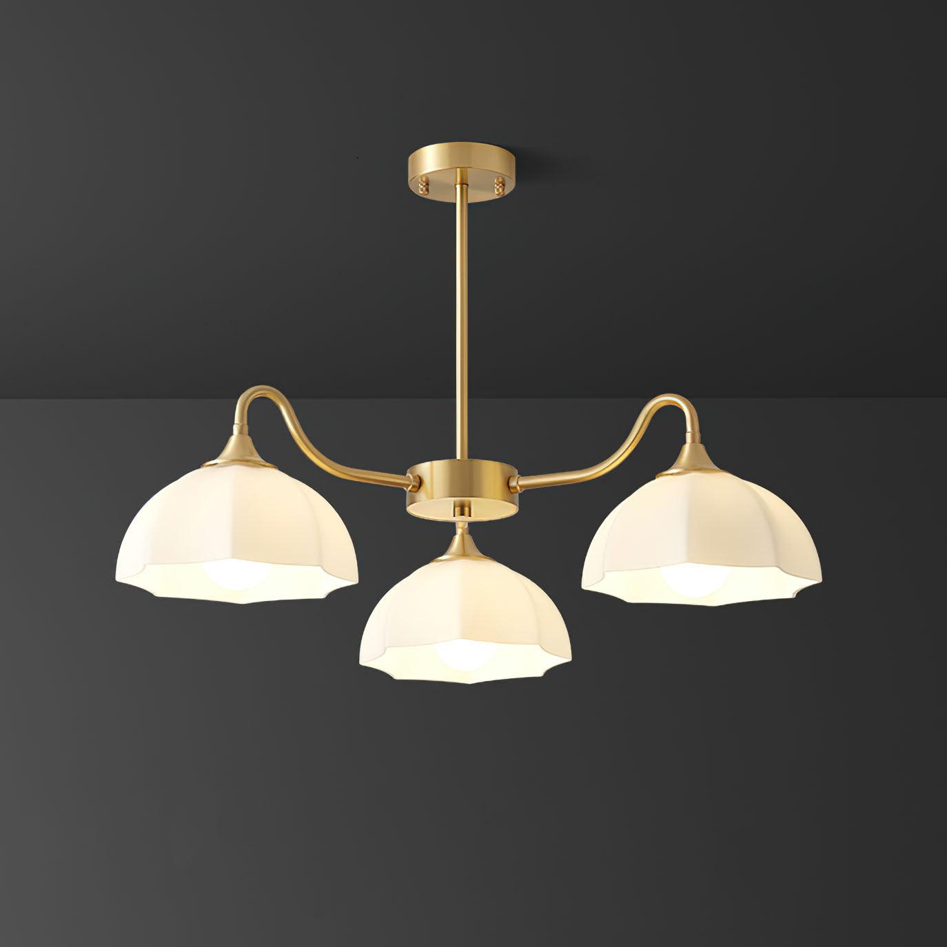 Lustra Chandelier Octagonal Glass Bowl Copper French - Letslighting