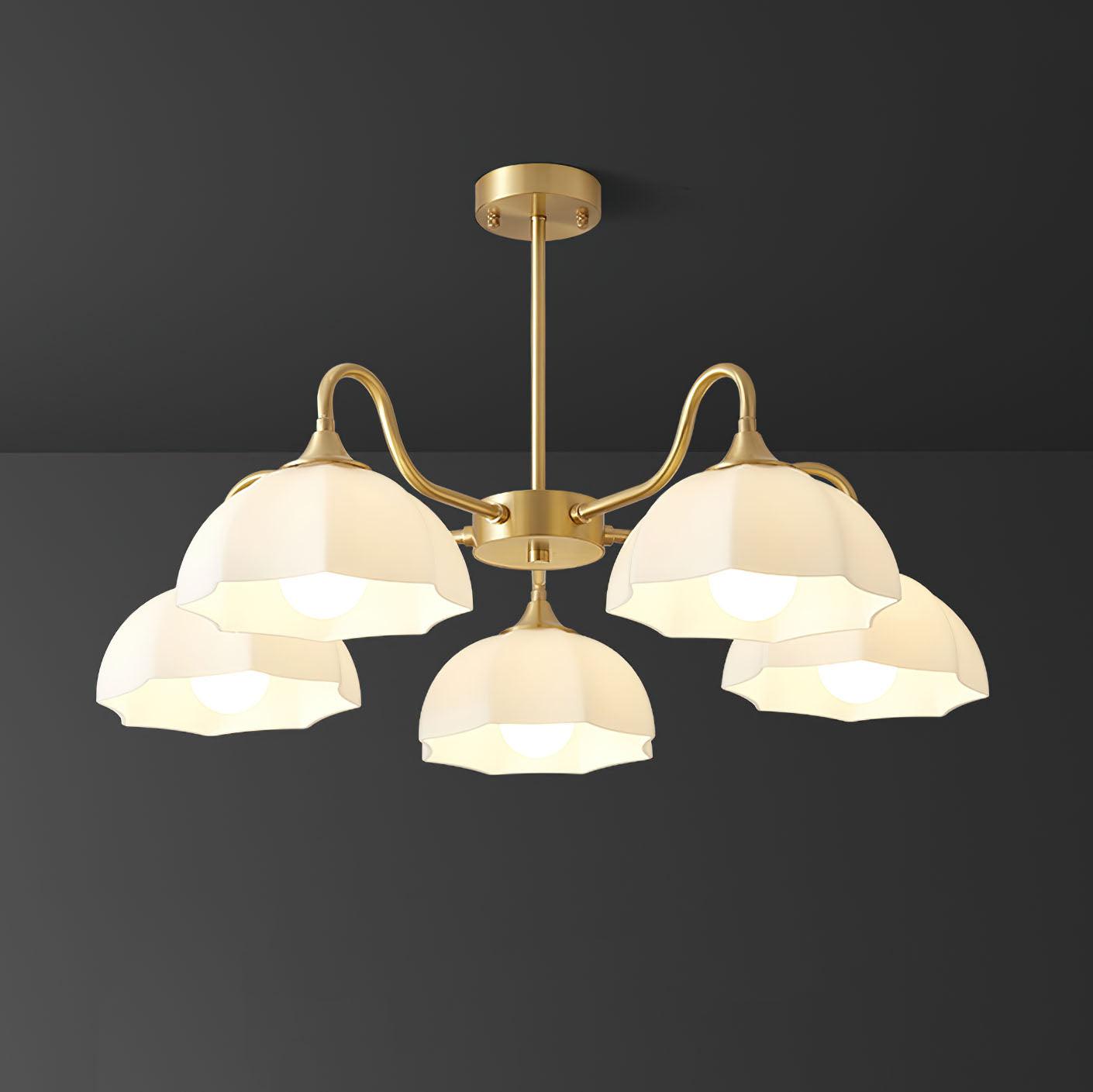 Lustra Chandelier Octagonal Glass Bowl Copper French - Letslighting