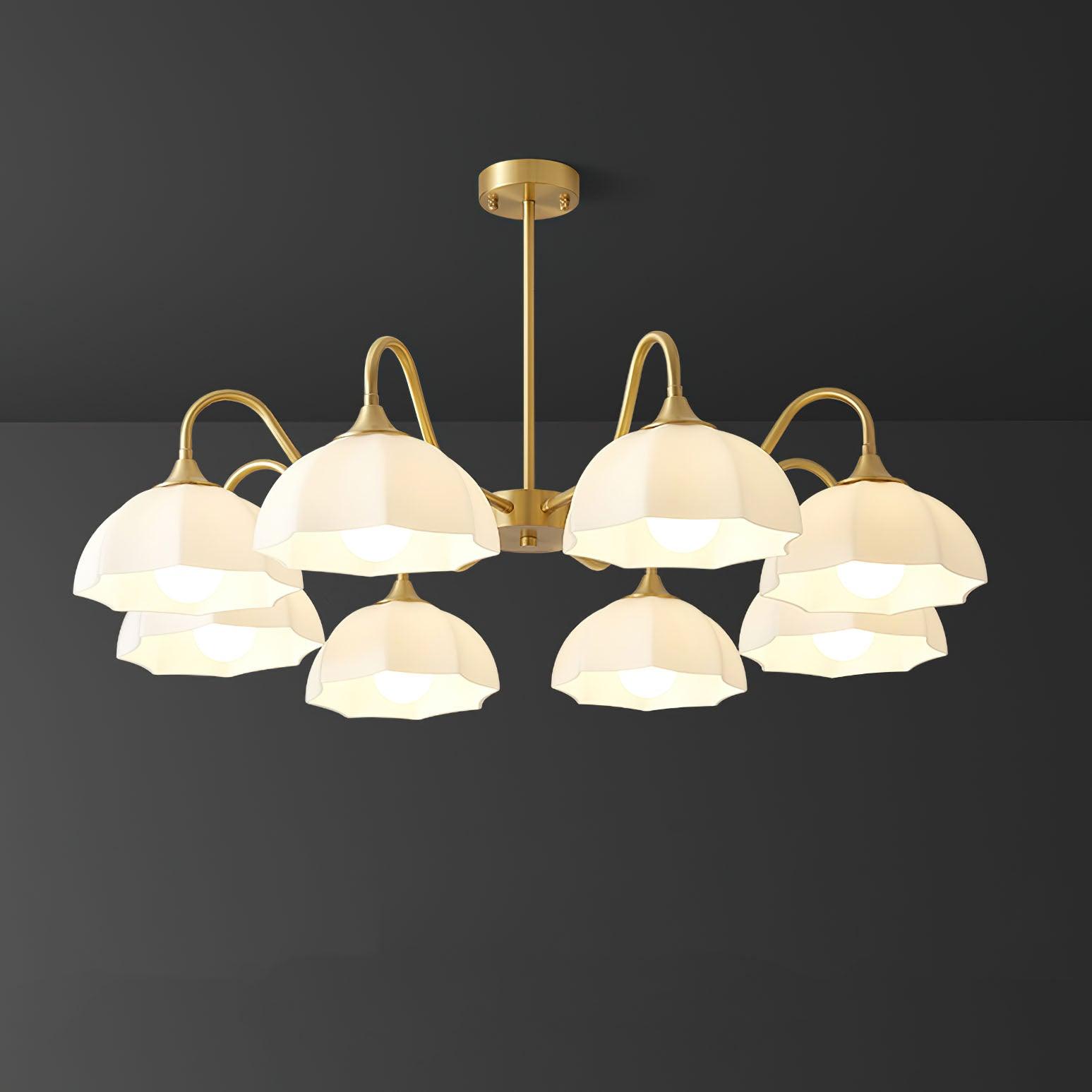 Lustra Chandelier Octagonal Glass Bowl Copper French - Letslighting