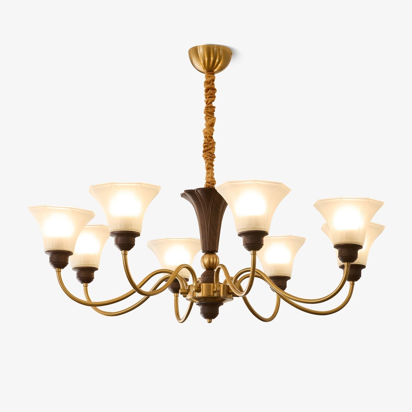 Ciphaen Traditional Elegance Vintage Wood Glass Chandelier - Letslighting