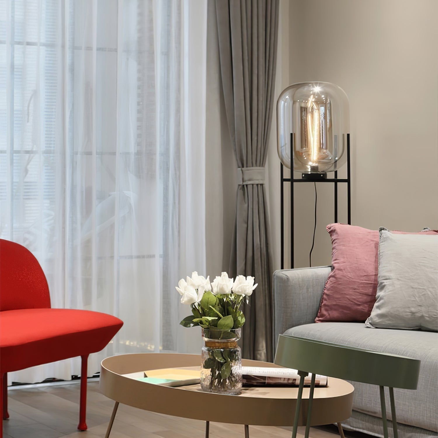 Zevia Glass Industrial Floor lamp - Letslighting