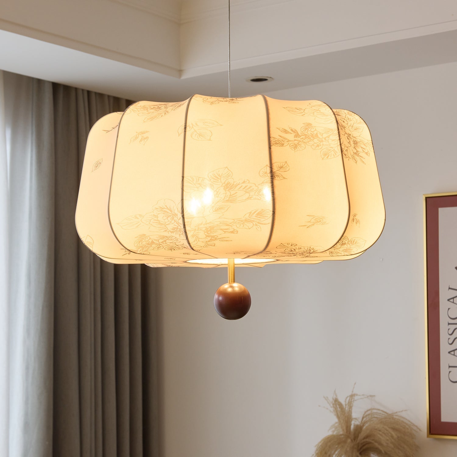 Valera Wood & Fabric Pendant Light - Letslighting