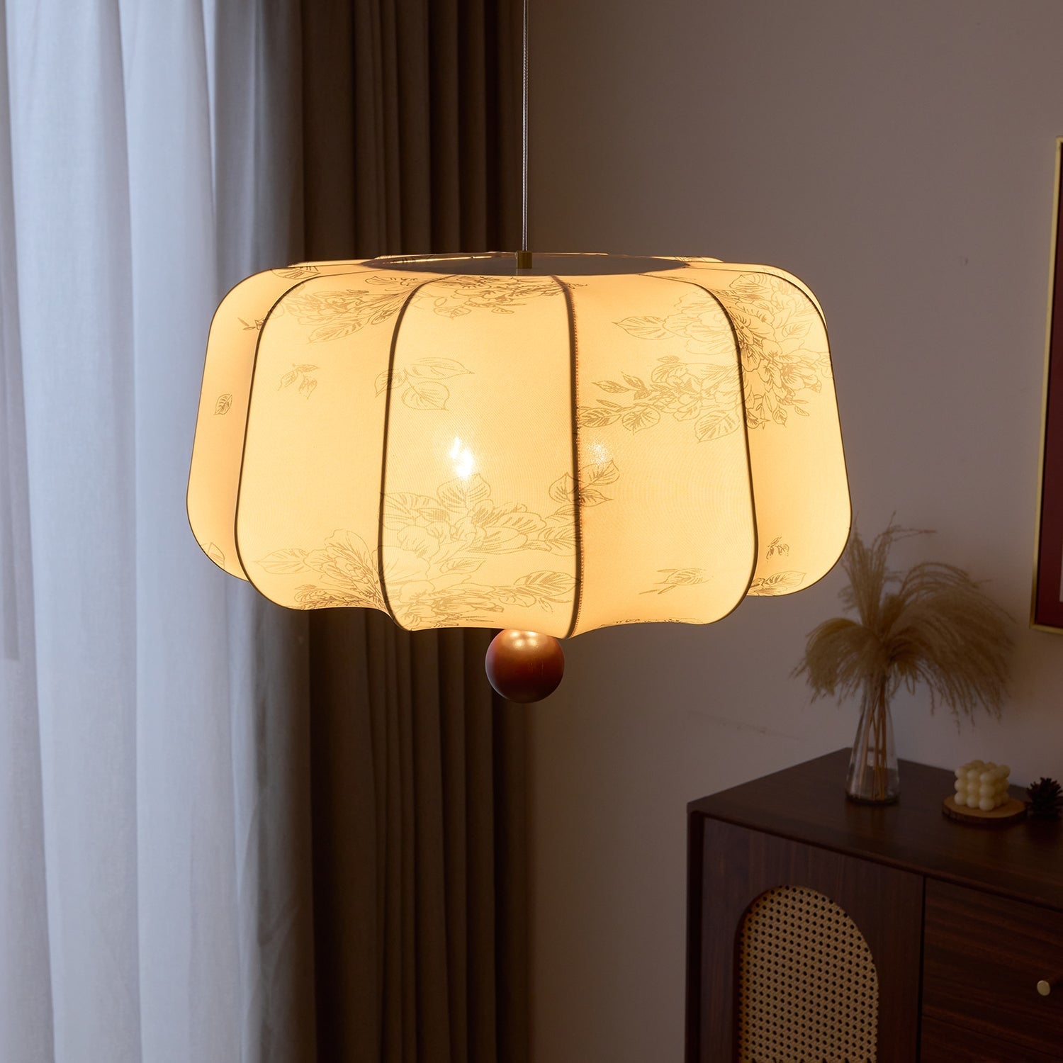 Valera Wood & Fabric Pendant Light - Letslighting