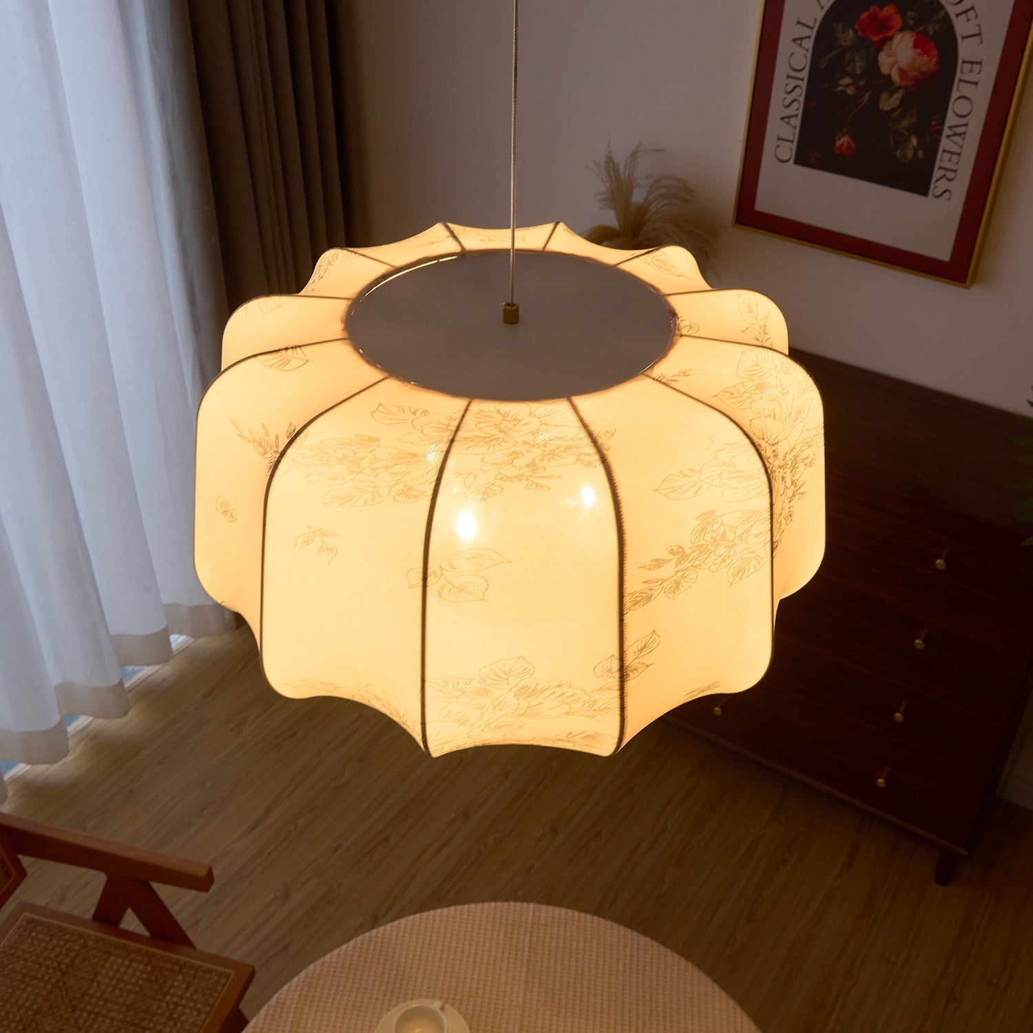Valera Wood & Fabric Pendant Light - Letslighting