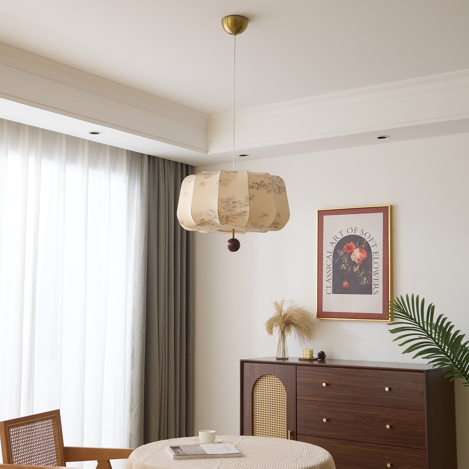 Valera Wood & Fabric Pendant Light - Letslighting
