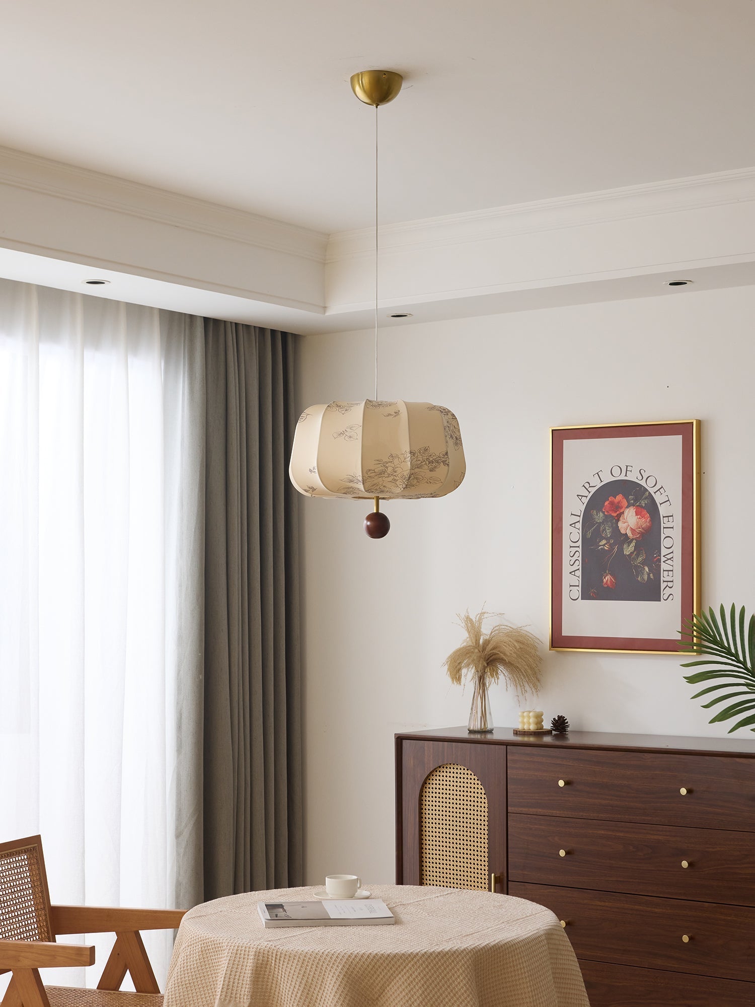 Valera Wood & Fabric Pendant Light - Letslighting