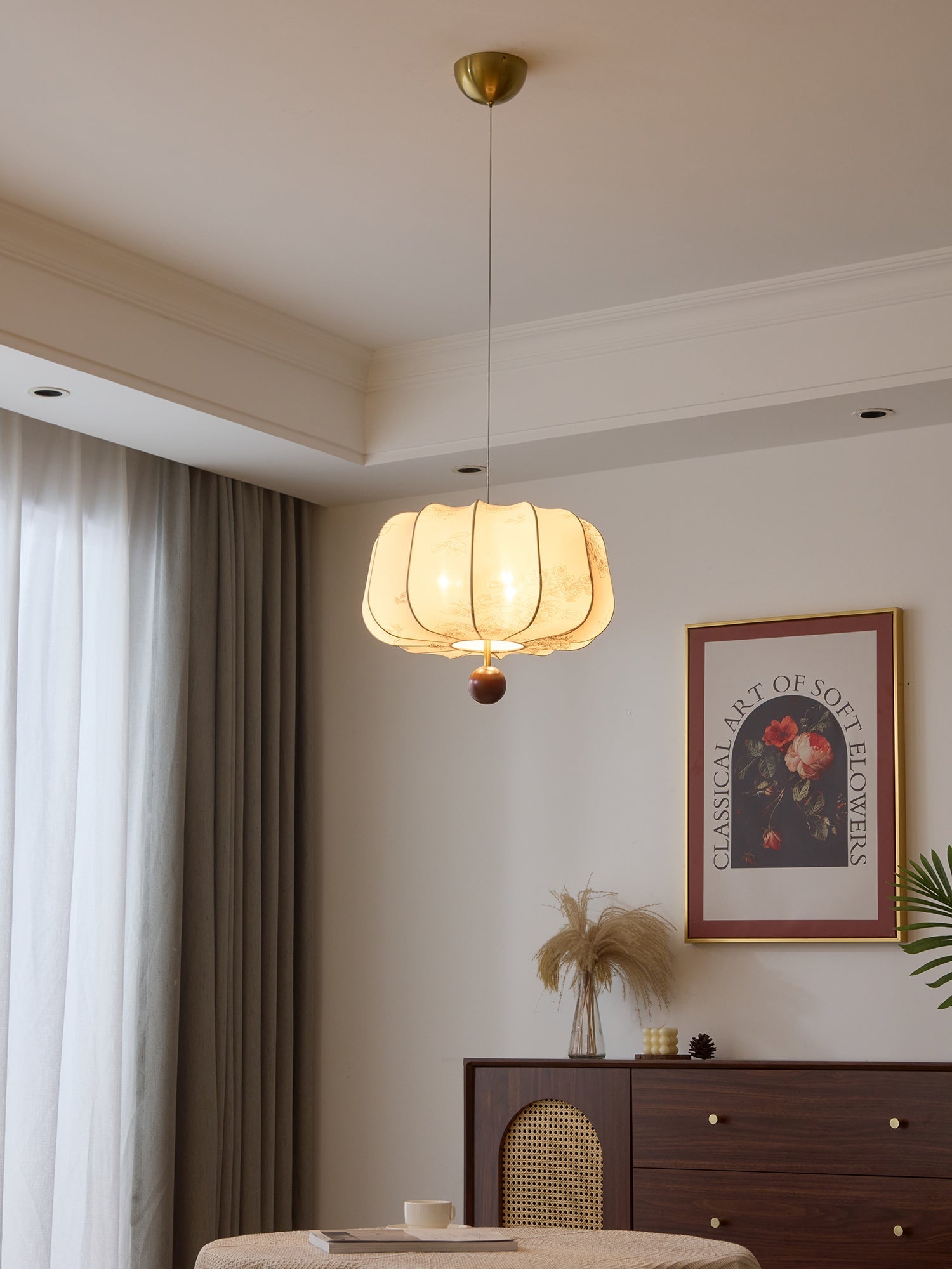 Valera Wood & Fabric Pendant Light - Letslighting