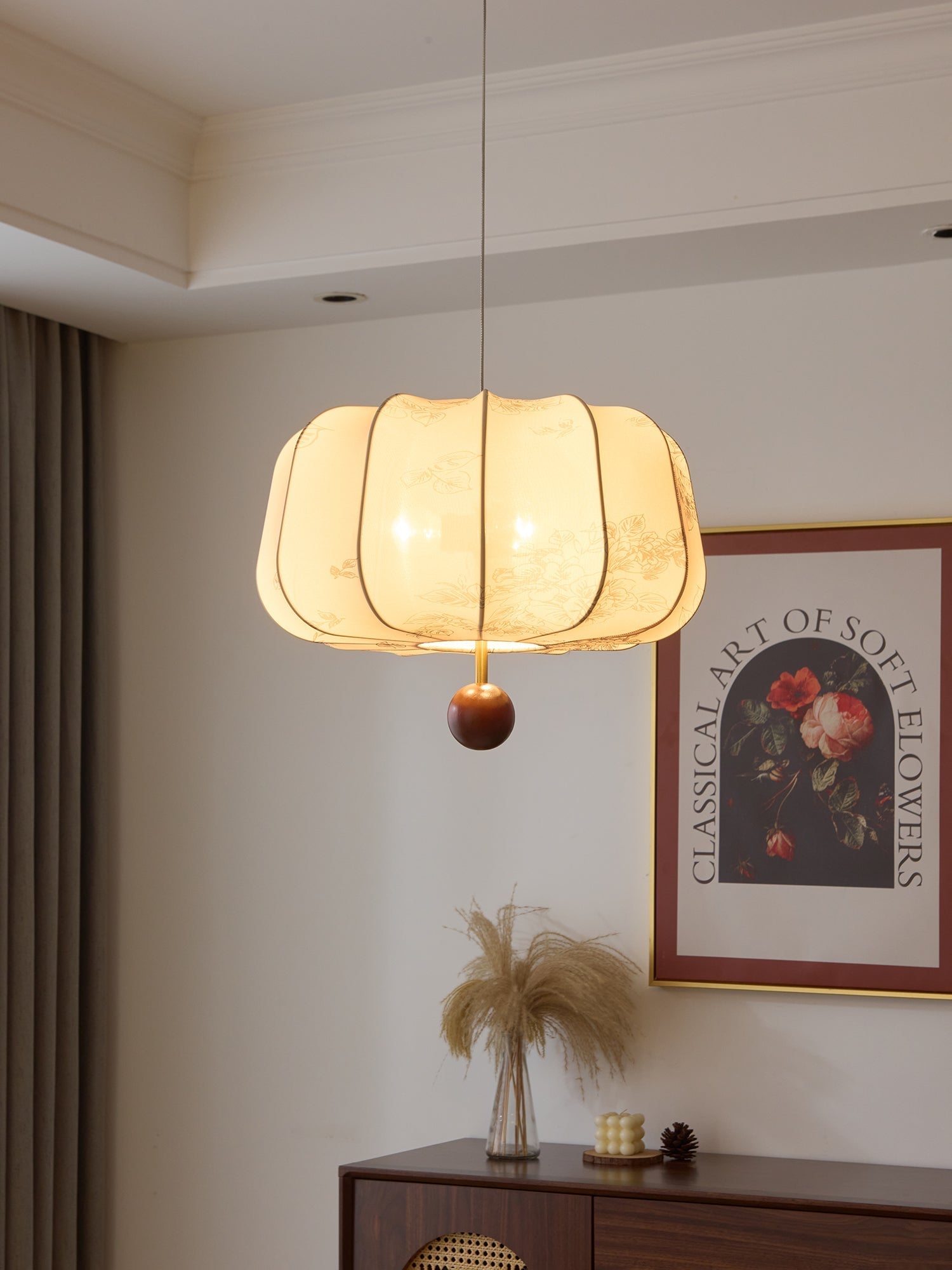 Valera Wood & Fabric Pendant Light - Letslighting