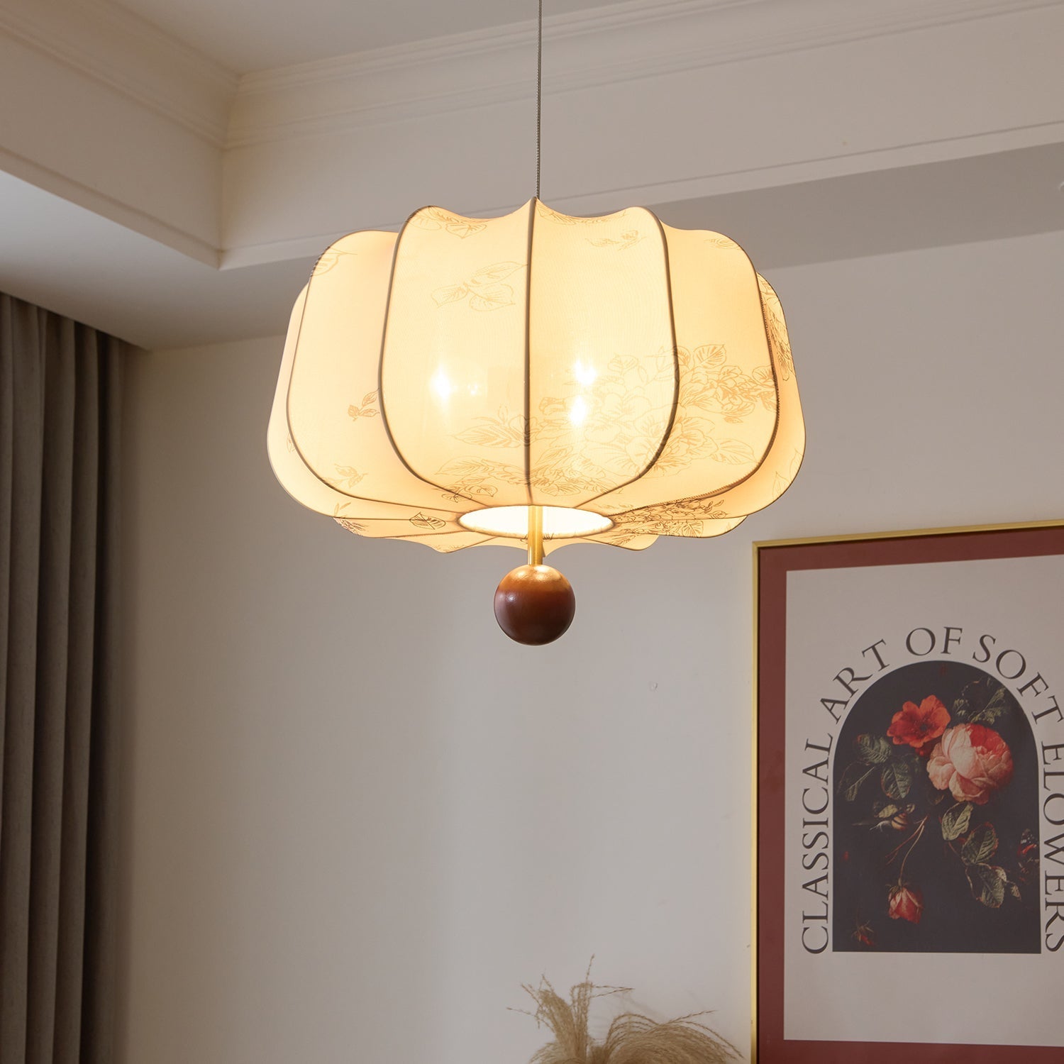 Valera Wood & Fabric Pendant Light - Letslighting