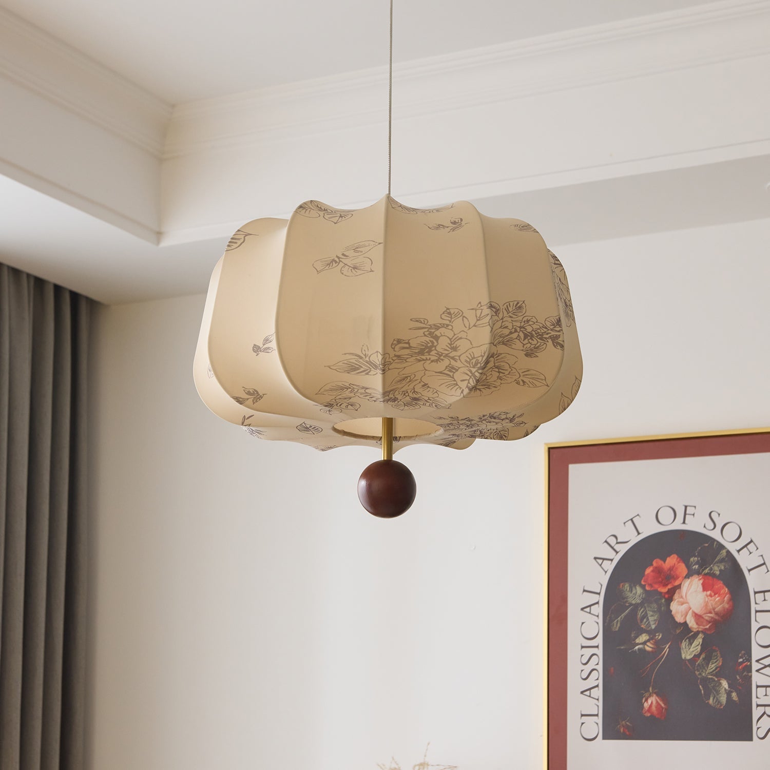 Valera Wood & Fabric Pendant Light - Letslighting