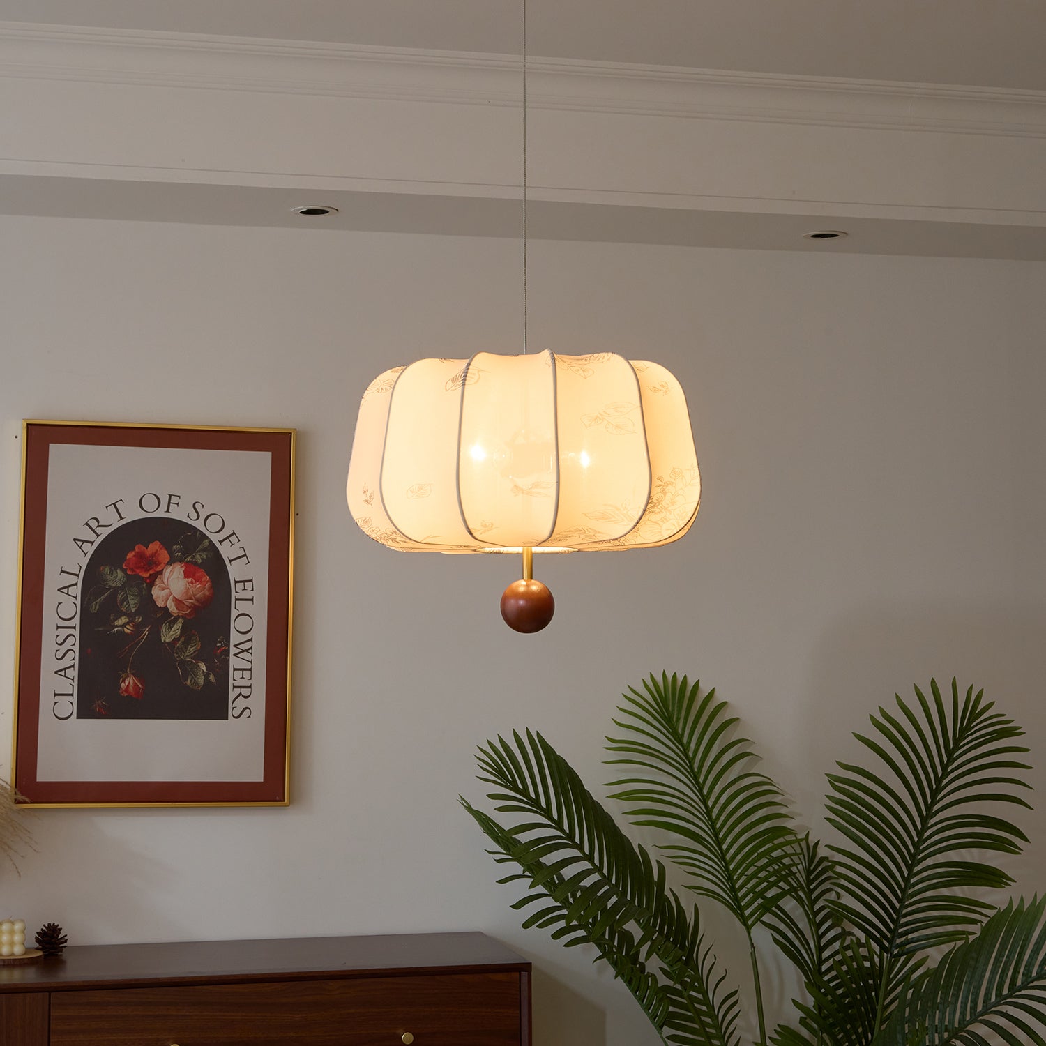Valera Wood & Fabric Pendant Light - Letslighting