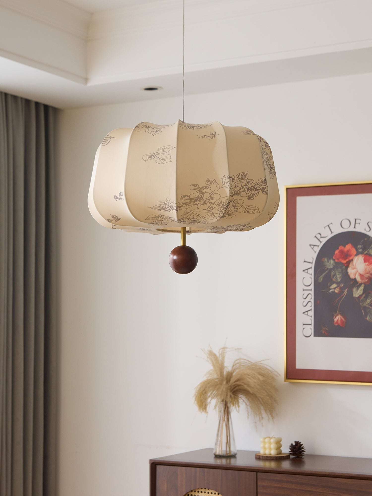 Valera Wood & Fabric Pendant Light - Letslighting