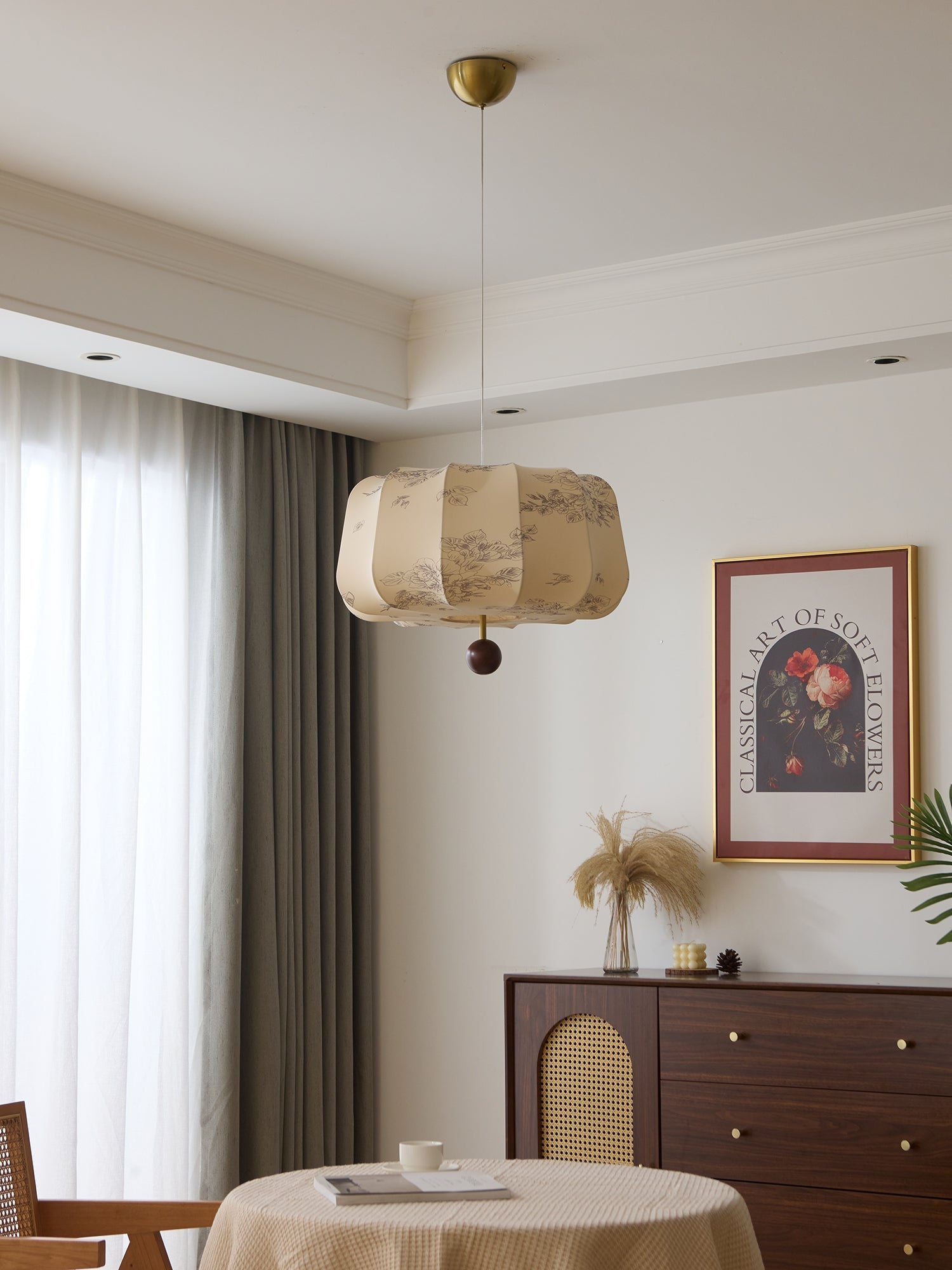Valera Wood & Fabric Pendant Light - Letslighting