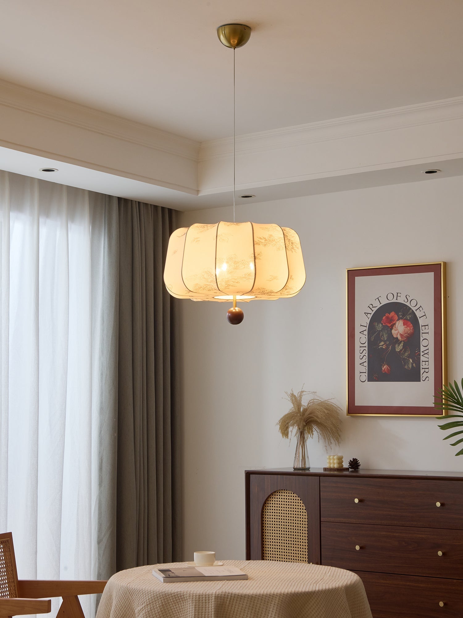 Valera Wood & Fabric Pendant Light - Letslighting