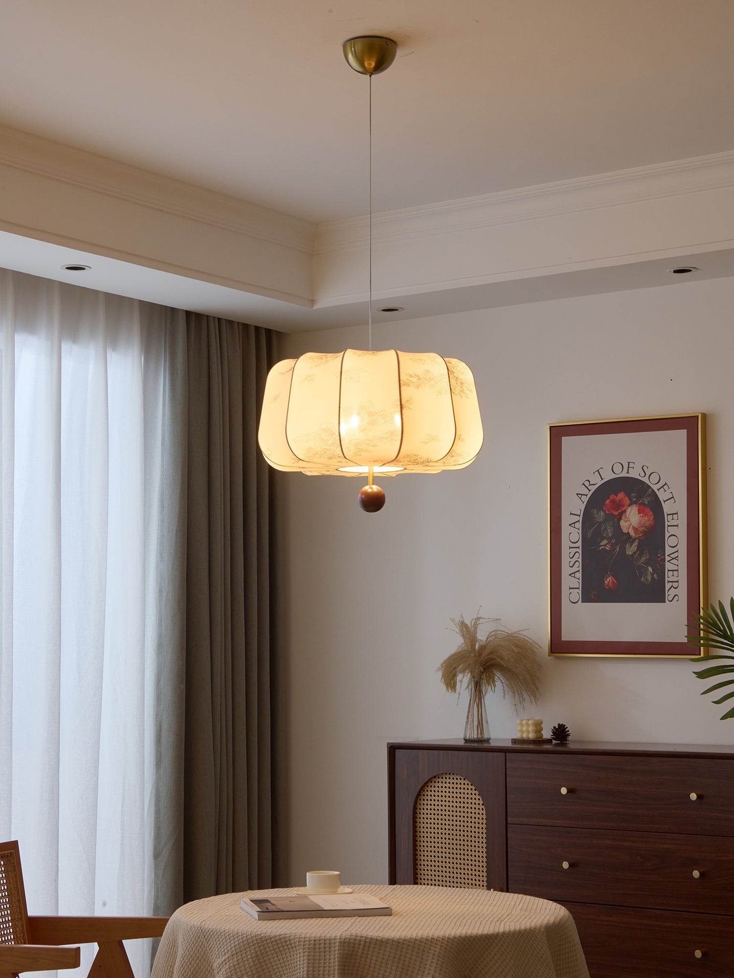 Valera Wood & Fabric Pendant Light - Letslighting