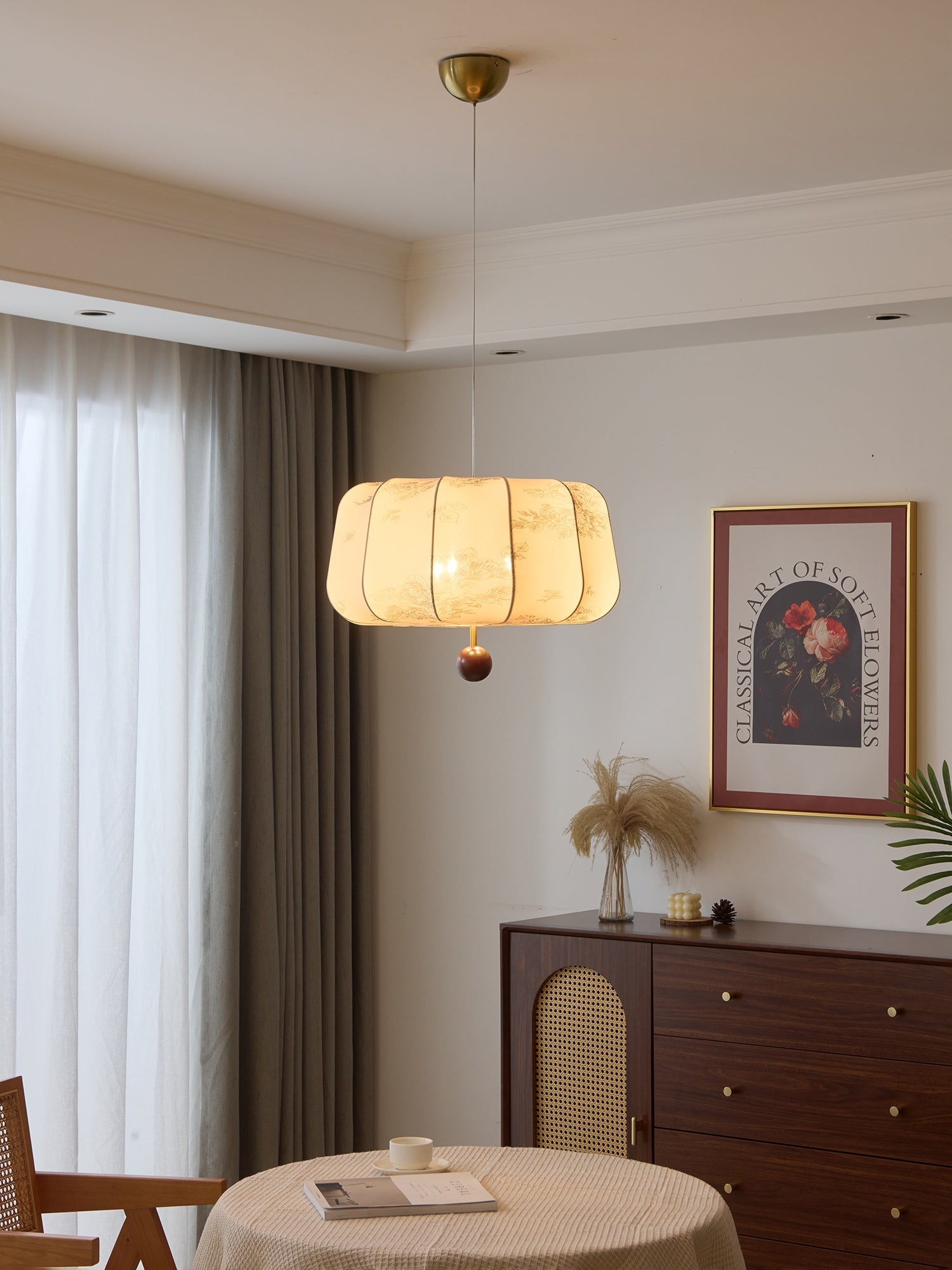 Valera Wood & Fabric Pendant Light - Letslighting