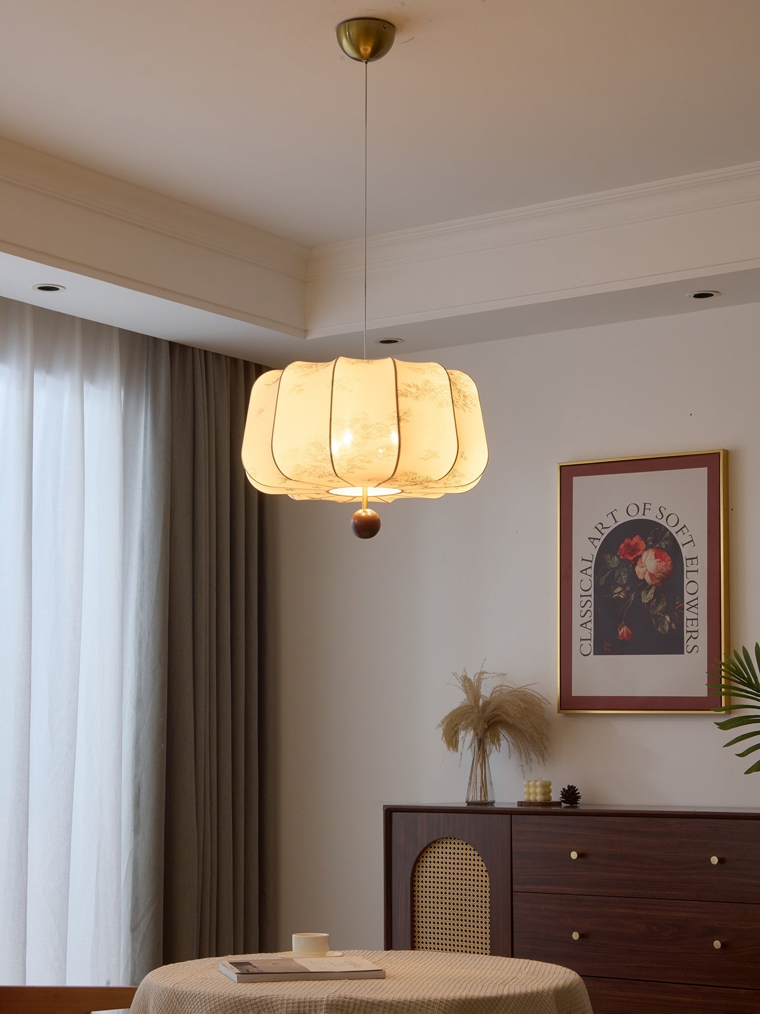 Valera Wood & Fabric Pendant Light - Letslighting