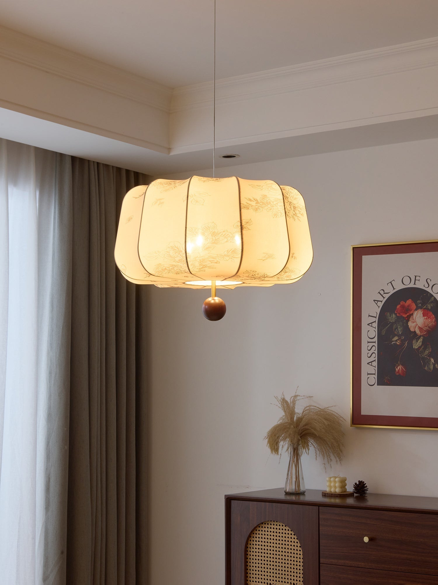 Valera Wood & Fabric Pendant Light - Letslighting