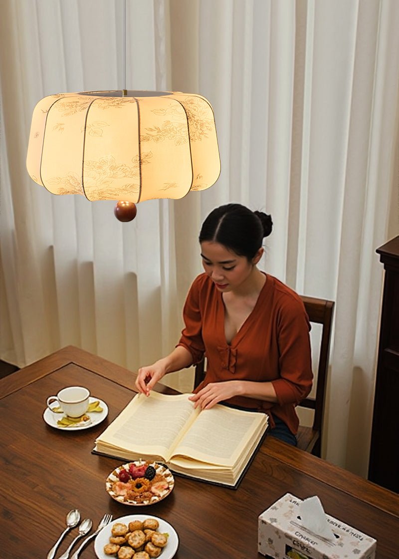 Valera Wood & Fabric Pendant Light - Letslighting