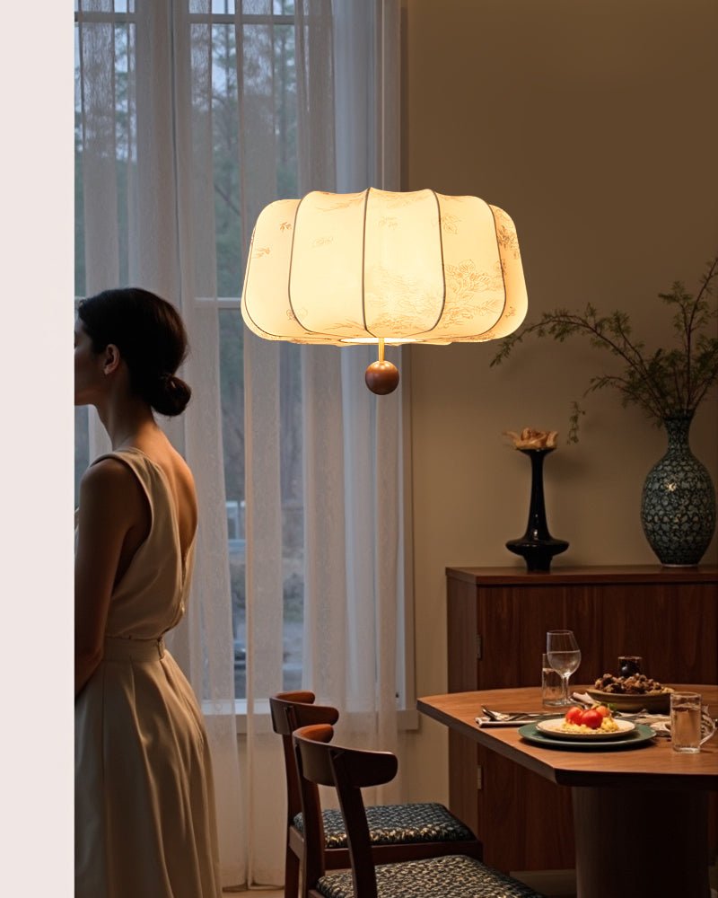 Valera Wood & Fabric Pendant Light - Letslighting