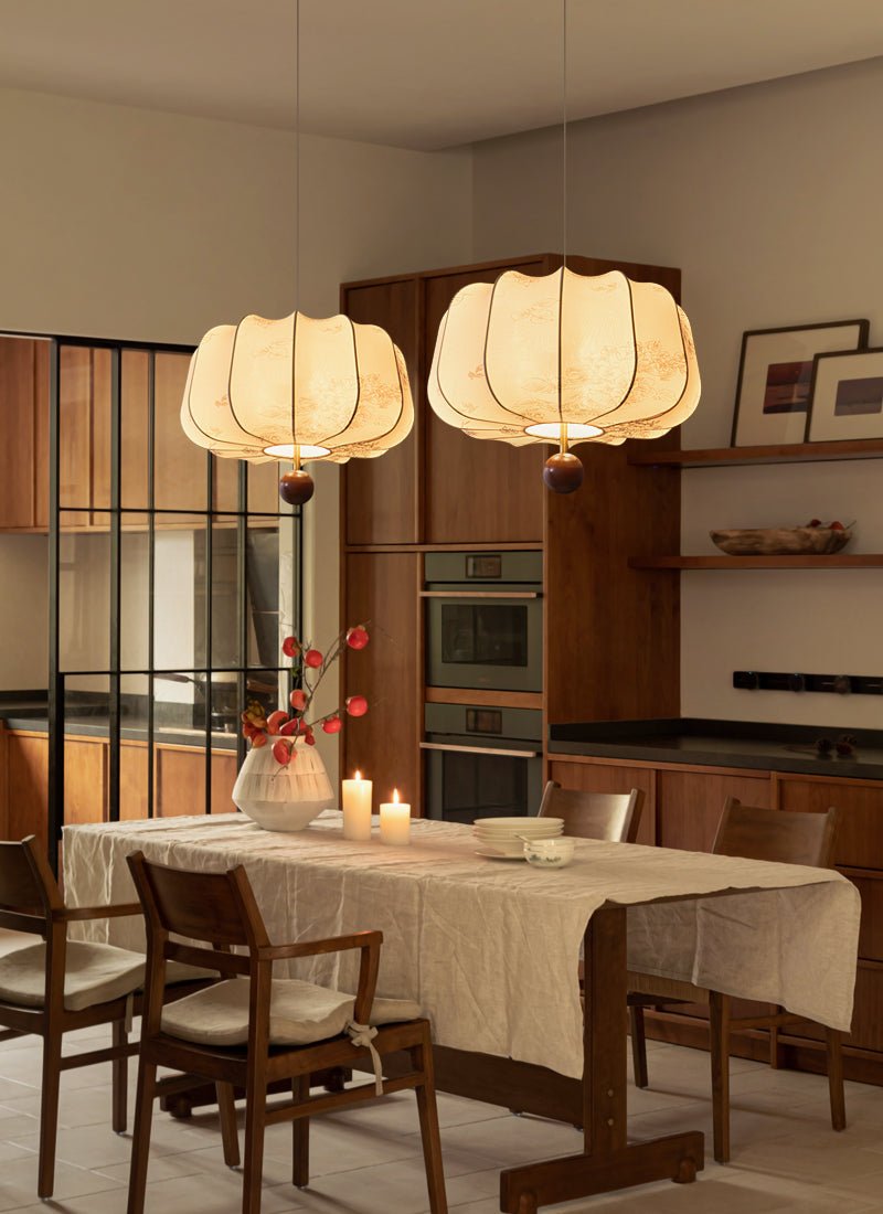 Valera Wood & Fabric Pendant Light - Letslighting