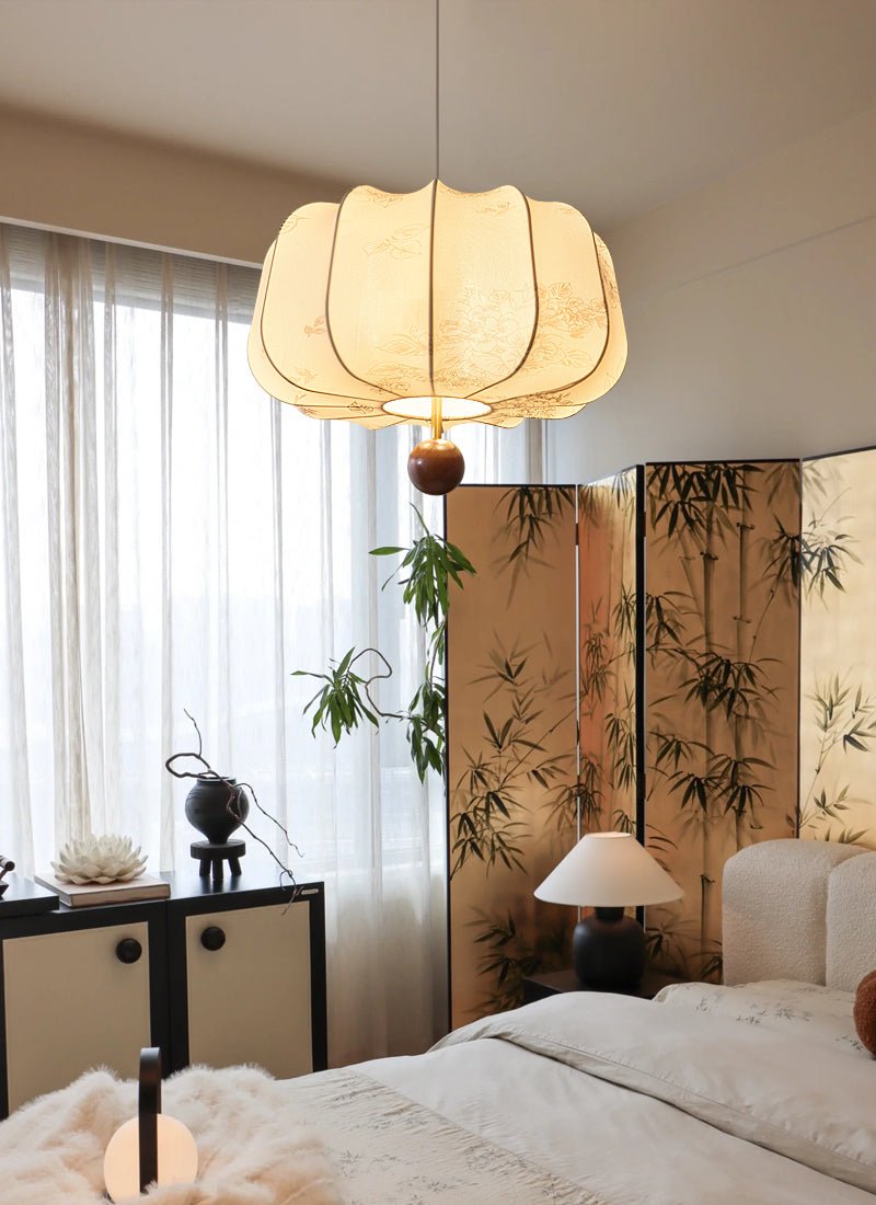 Valera Wood & Fabric Pendant Light - Letslighting
