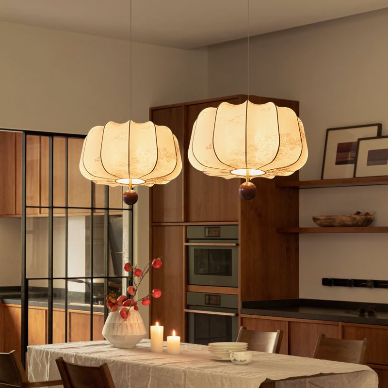 Valera Wood & Fabric Pendant Light - Letslighting