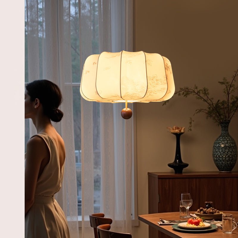 Valera Wood & Fabric Pendant Light - Letslighting