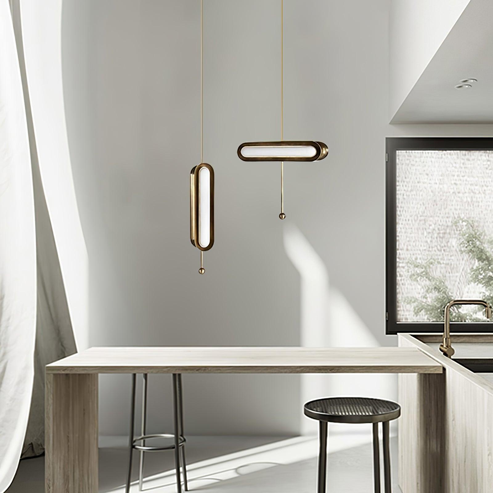 Lyvinaris Geometric Brass Linear Pendant Light - Letslighting