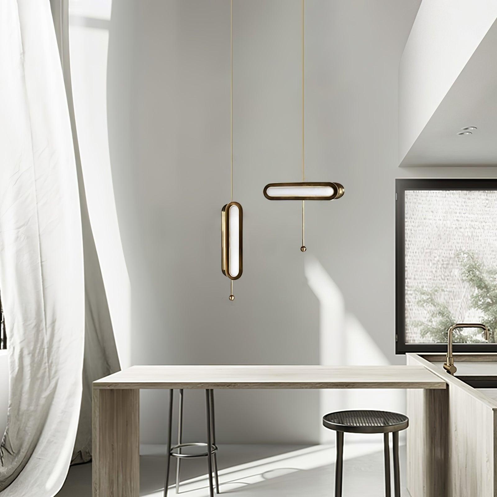 Lyvinaris Geometric Brass Linear Pendant Light - Letslighting