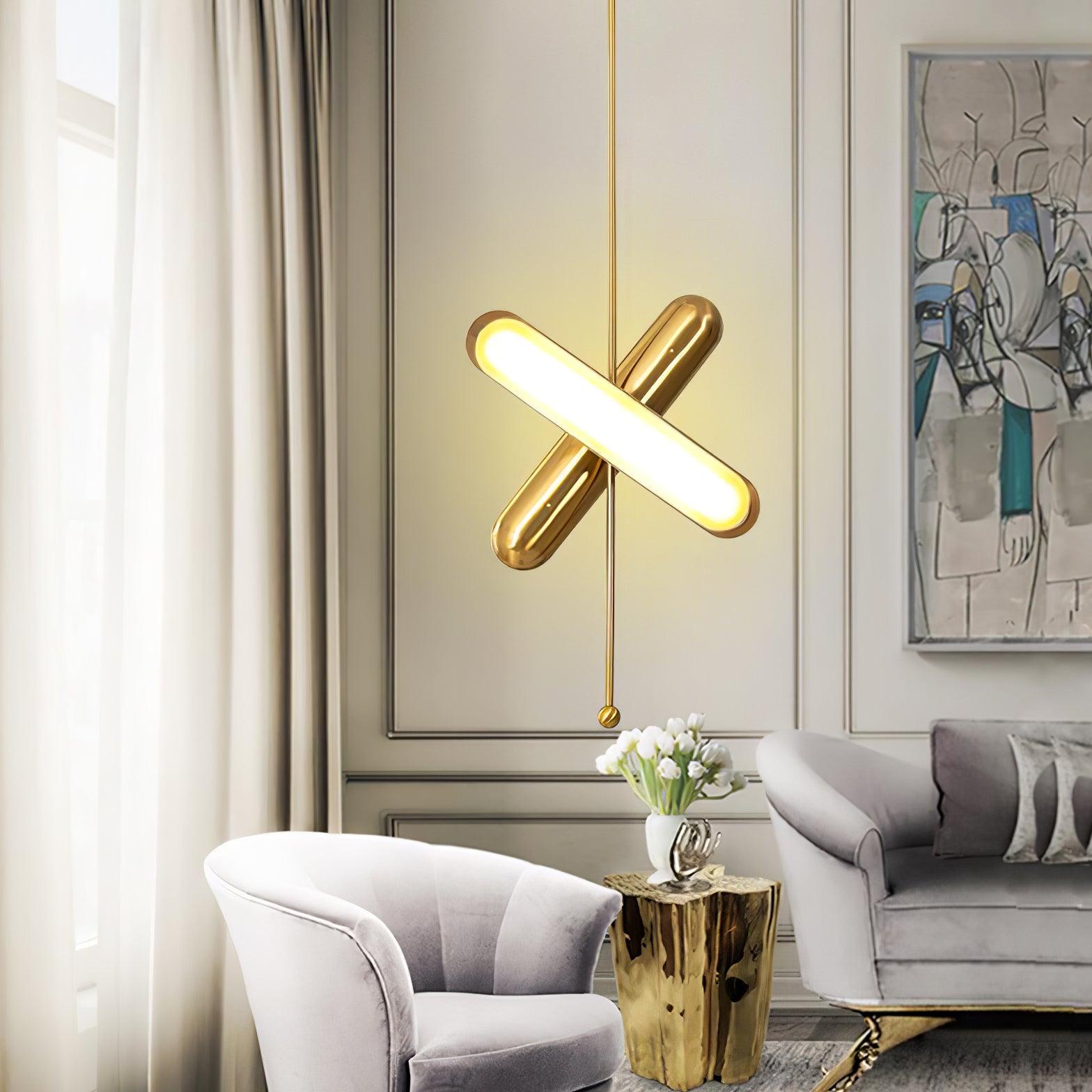 Lyvinaris Geometric Brass Linear Pendant Light - Letslighting
