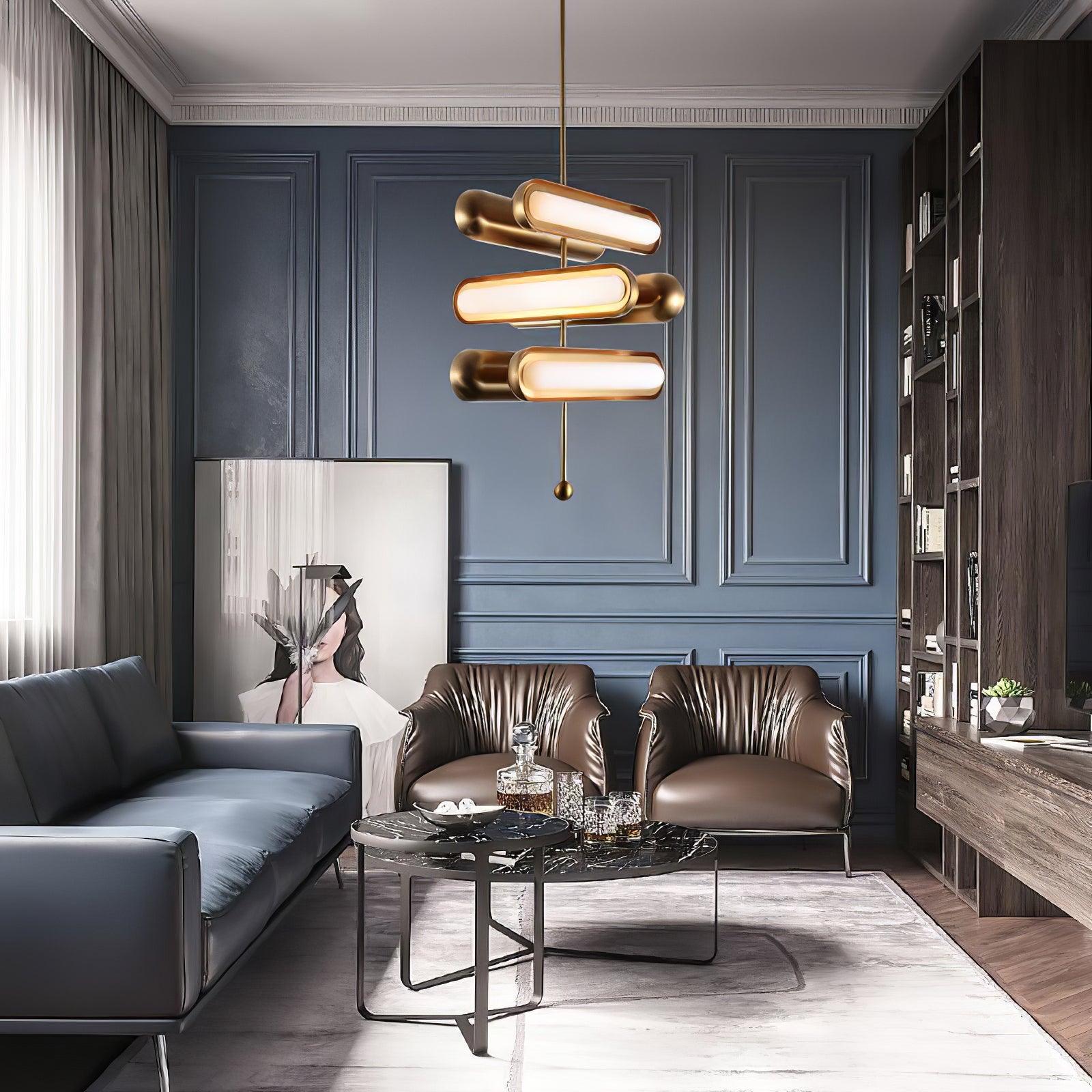 Lyvinaris Geometric Brass Linear Pendant Light - Letslighting
