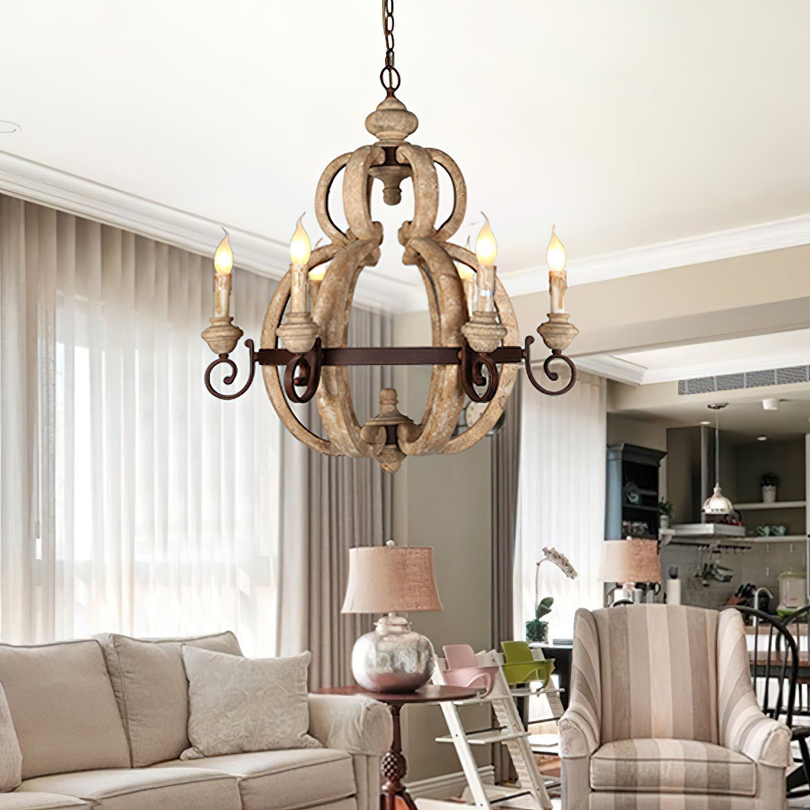 Cumaryra Traditional Hand-carved Wooden Chandelier - Letslighting