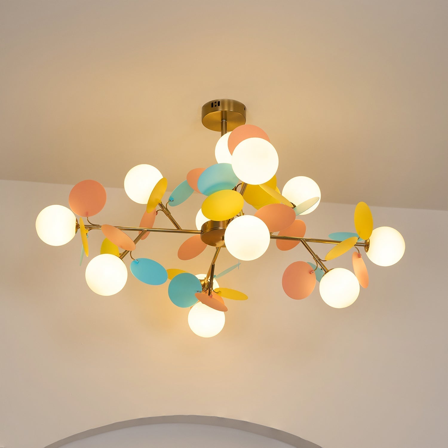 Lustra Chandelier Off White Tree Eight Open Shades - Letslighting