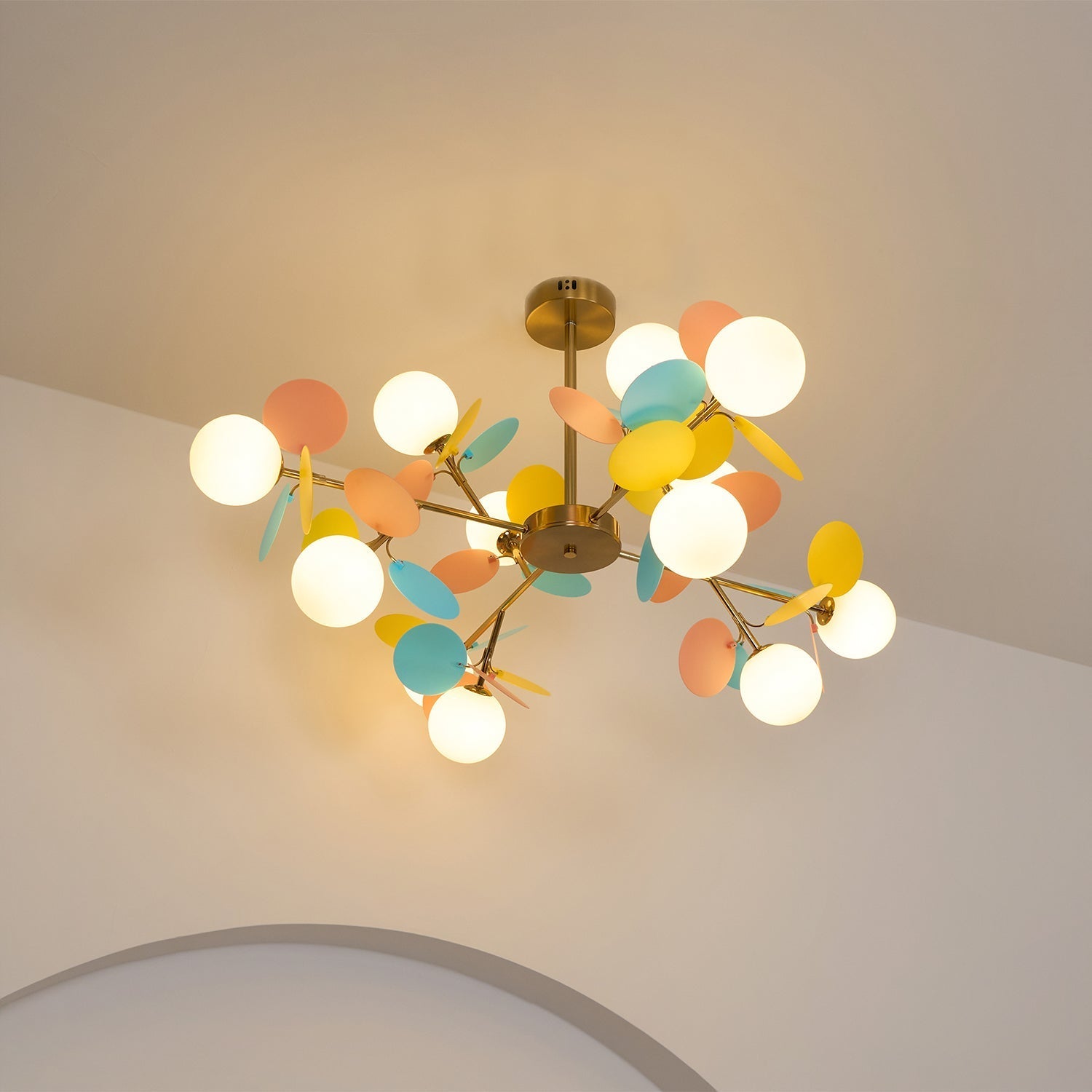 Lustra Chandelier Off White Tree Eight Open Shades - Letslighting