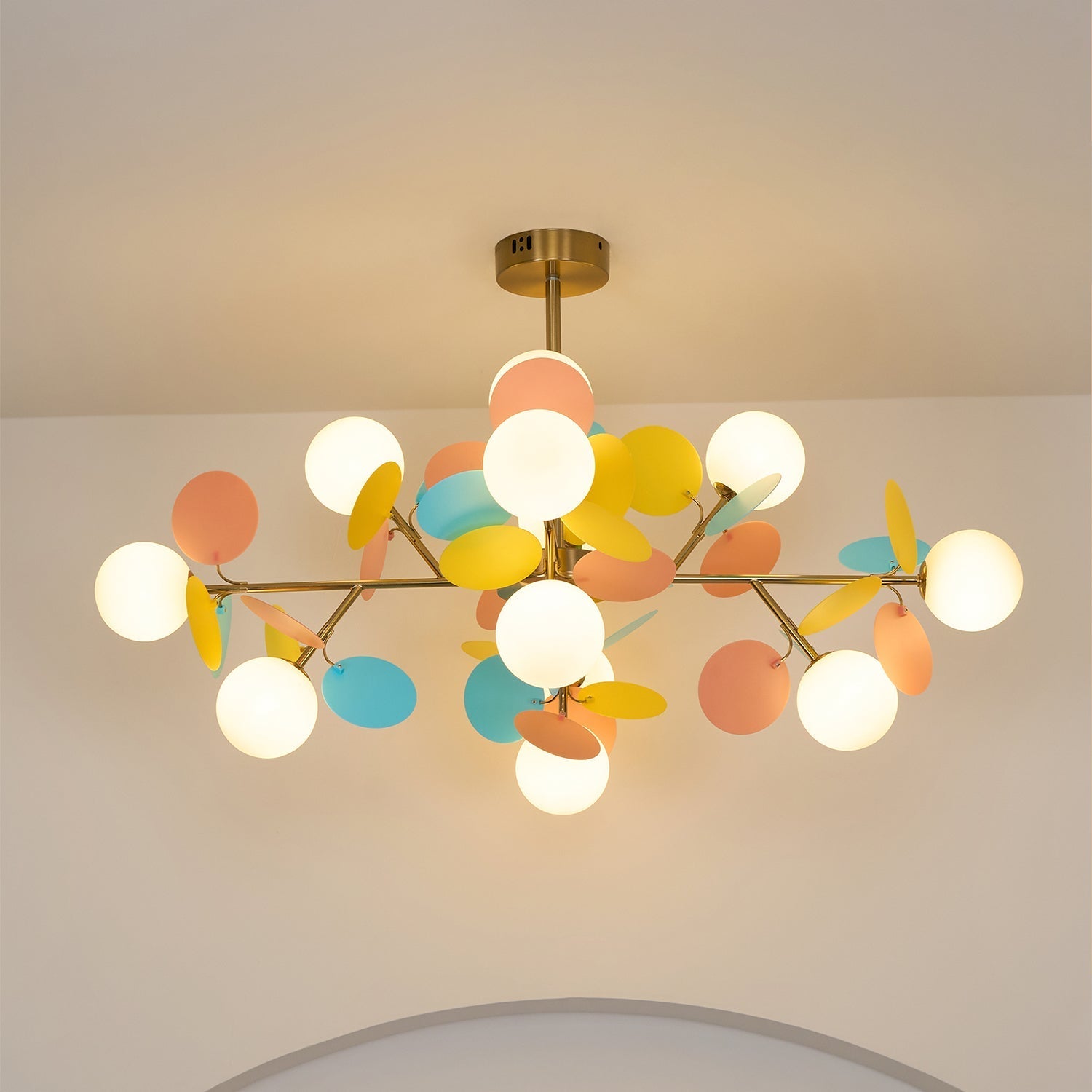 Lustra Chandelier Off White Tree Eight Open Shades - Letslighting