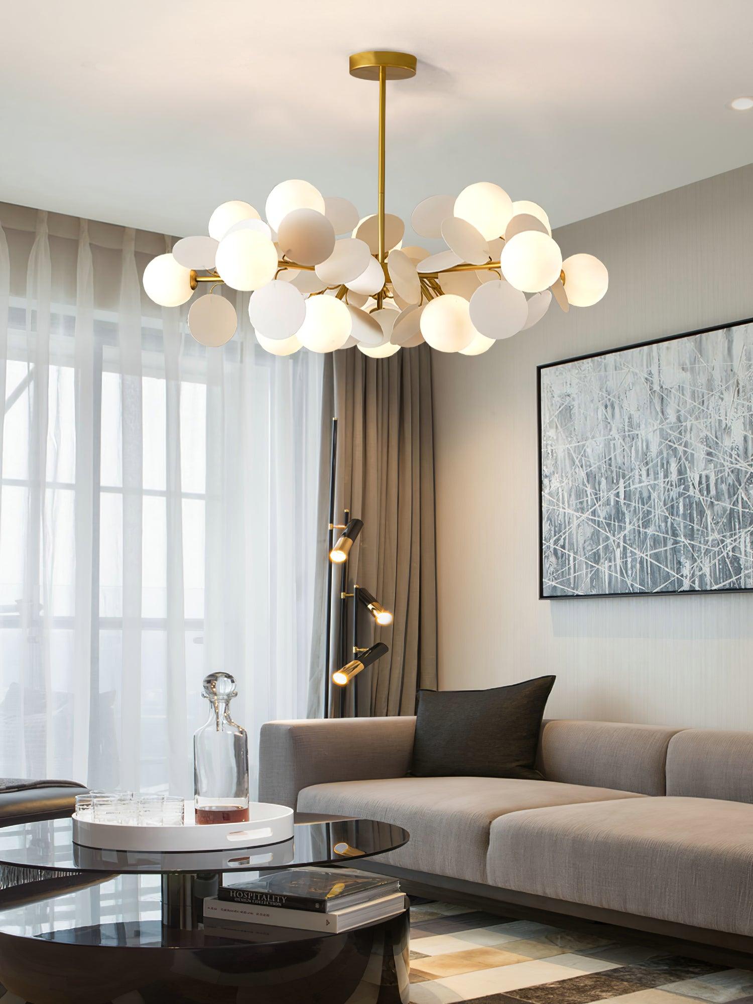Lustra Chandelier Off White Tree Eight Open Shades - Letslighting
