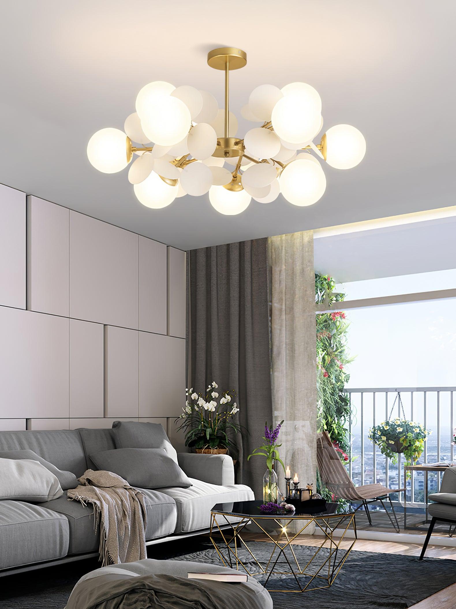 Lustra Chandelier Off White Tree Eight Open Shades - Letslighting