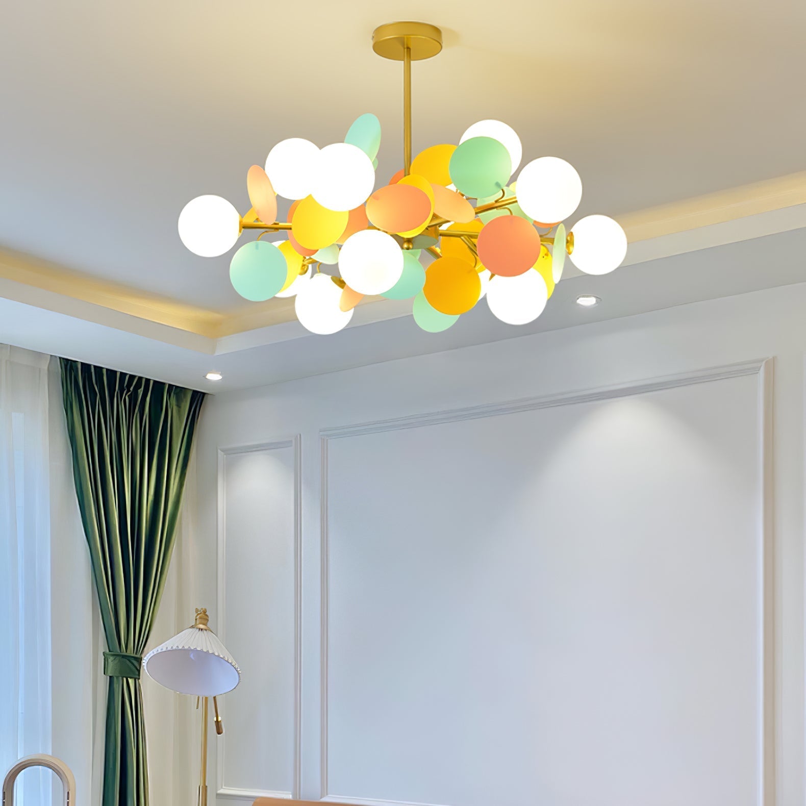Lustra Chandelier Off White Tree Eight Open Shades - Letslighting