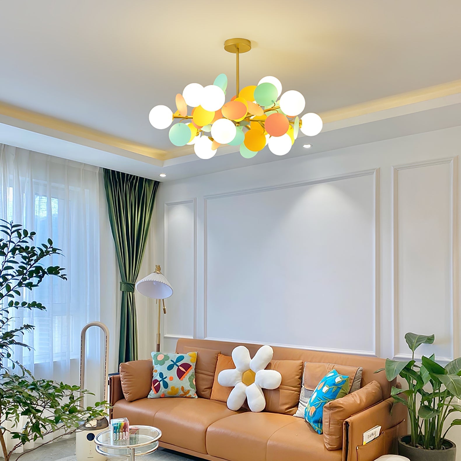 Lustra Chandelier Off White Tree Eight Open Shades - Letslighting