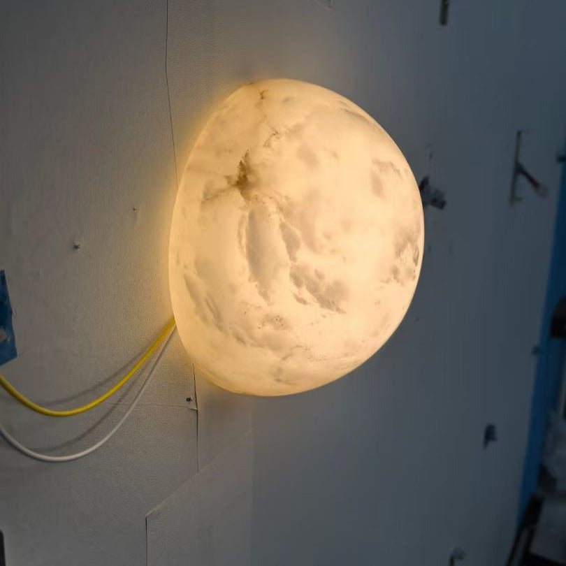 Kristy Minimalist Round Alabaster Wall Lamp - Letslighting