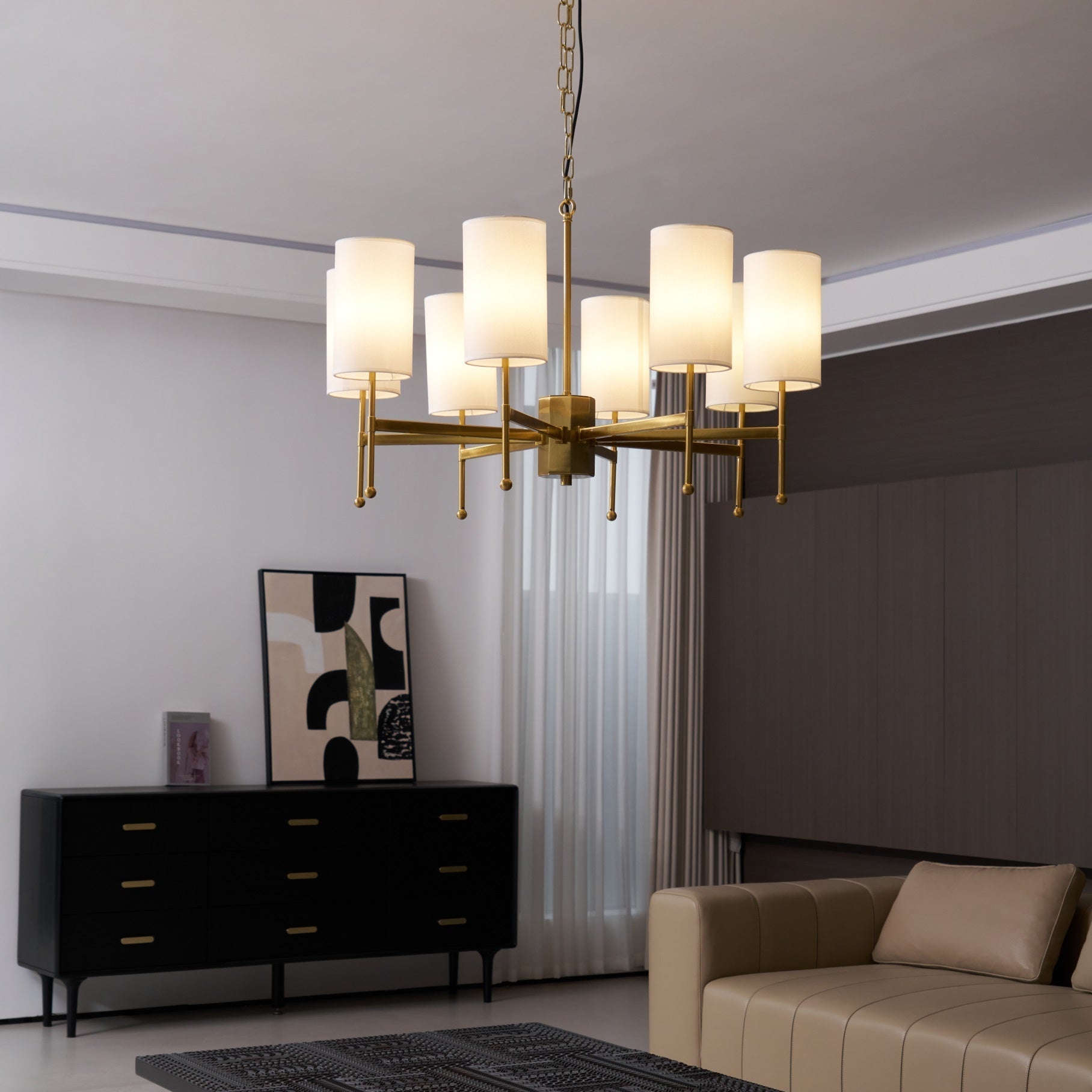 Ulcarisra Traditional Vintage Brass Fabric Chandelier - Letslighting