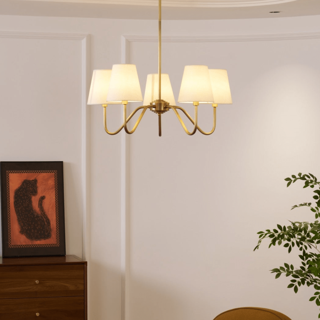 Viraean Vintage Industrial Brass Fabric Chandelier - Letslighting