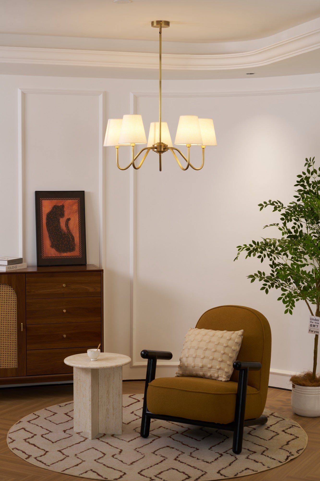 Viraean Vintage Industrial Brass Fabric Chandelier - Letslighting