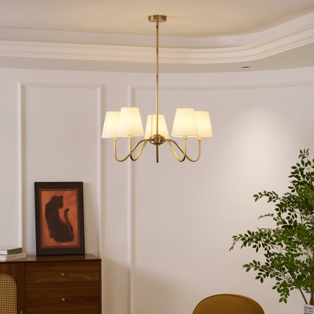 Viraean Vintage Industrial Brass Fabric Chandelier - Letslighting