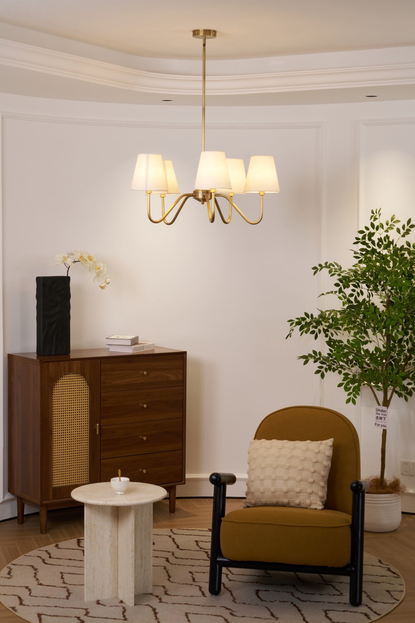 Viraean Vintage Industrial Brass Fabric Chandelier - Letslighting