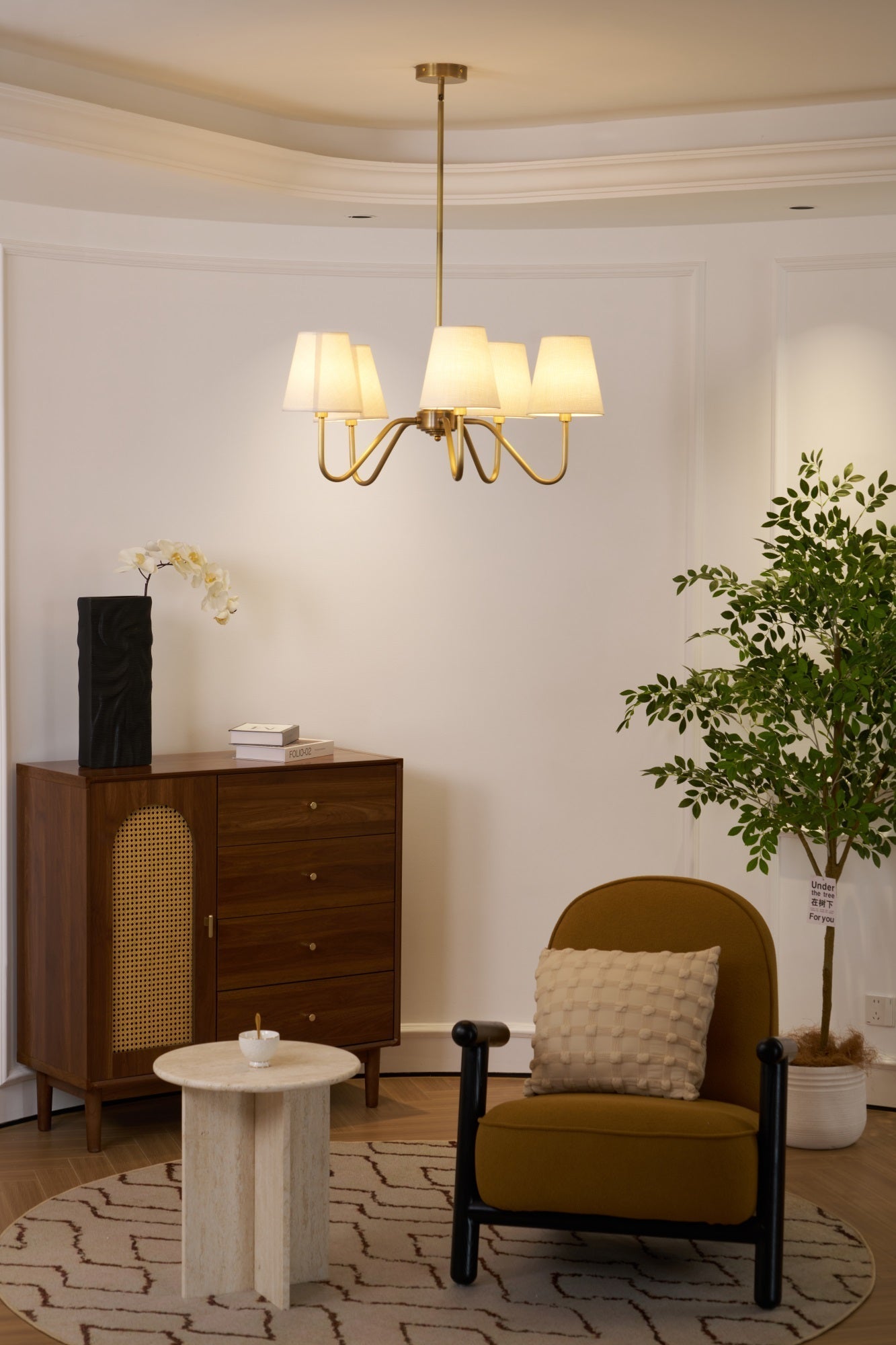 Viraean Vintage Industrial Brass Fabric Chandelier - Letslighting